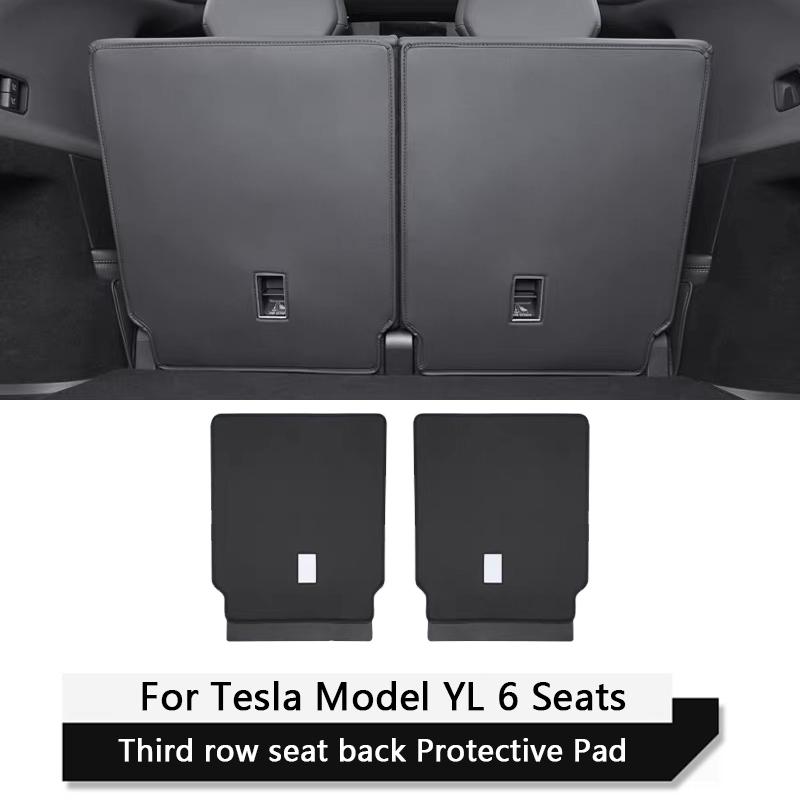 For Tesla Model YL 6-Seater Rear Seat Back Anti-Kick Pad Leather Seat Backrest Protector Cover All Weather Split Cargo Liner Pad