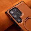 Деловой Ретро Кожаный Держатель Магнитный Чехол Для Samsung Galaxy S25 S24 Ultra S23 S22 Plus A15 Беспроводная Зарядка Противоударный Чехол