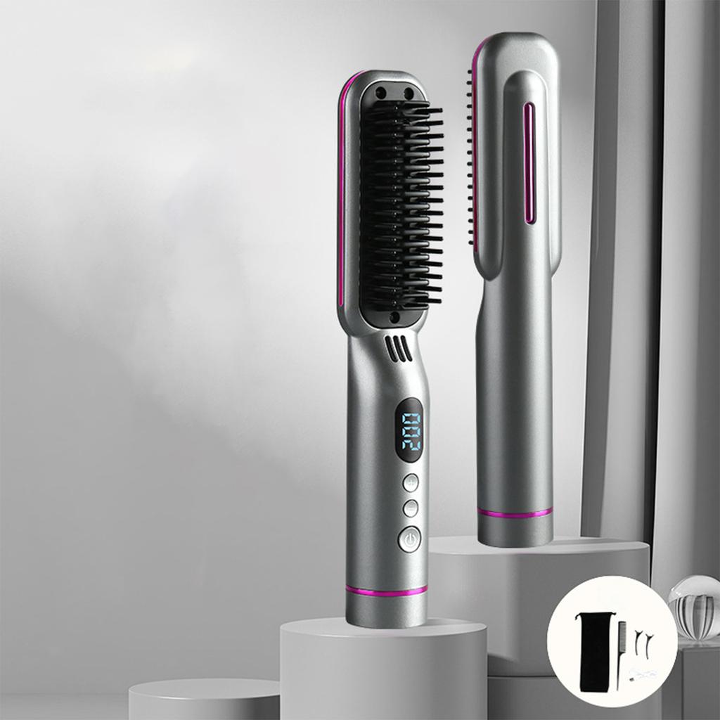 Lazy Hair Straightening Comb Without Damaging Hair, Wireless Portable Mini Electric Curling Comb, Negative Ion Care and Electric Curling Stick