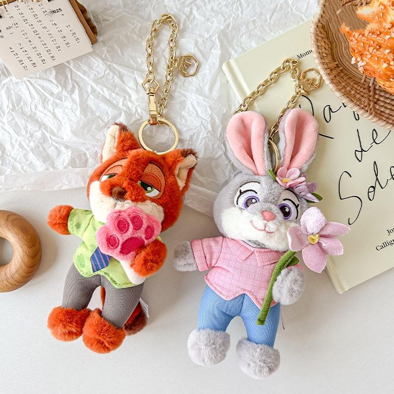 12cm Classic Anime Genuine Zootopia Plush Keychains Small Pendant Bag Hangings Christmas Birthday Gifts For Kids