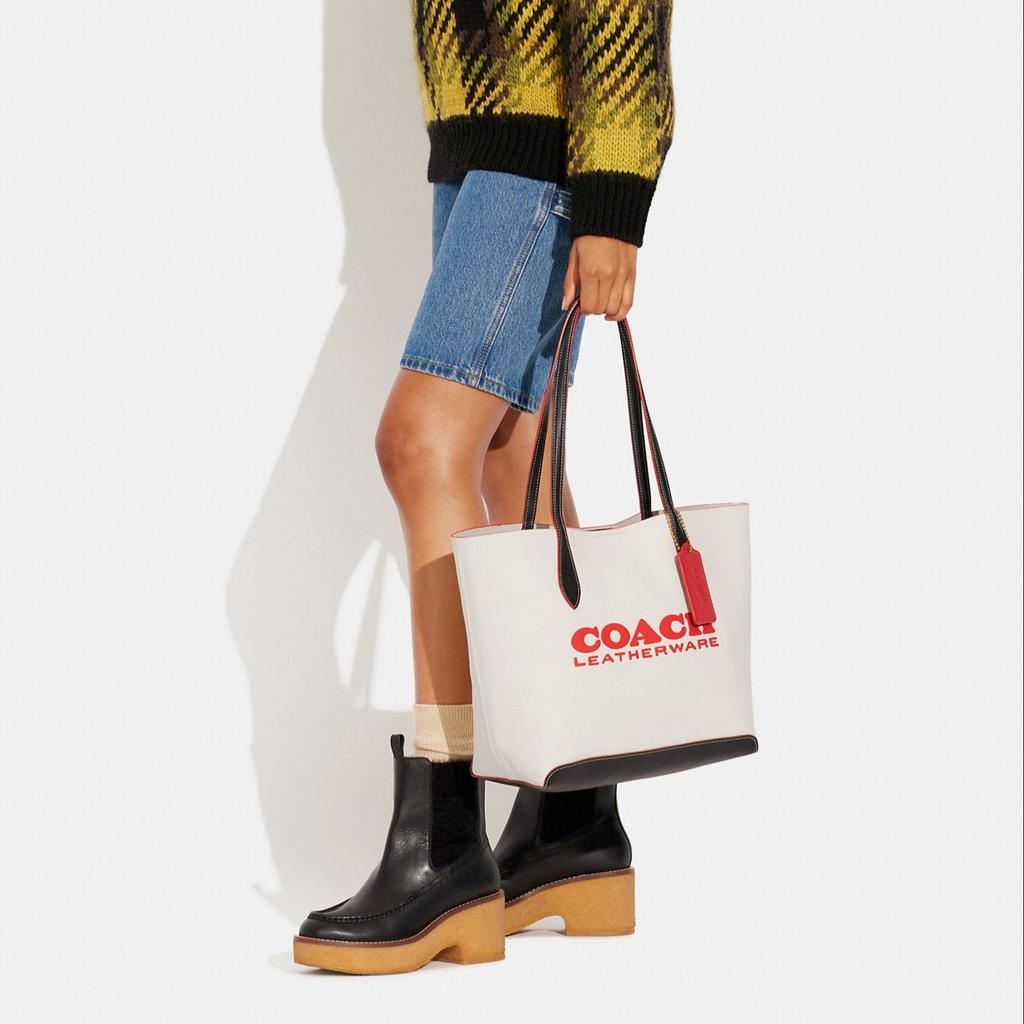 New COACH Kia Natural Pebbled Leather Tote Bag Shopping Bag Shoulder Bags Handbags Large Size Women's White CE734-B4CAH
