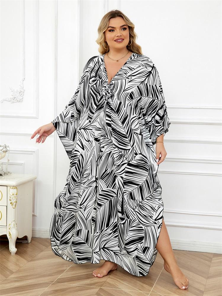 EDOLYNSA Женский кафтан в богемном стиле с v-образным вырезом и рукавами «летучая мышь», длинное платье со змеиным рисунком, уютное платье Moo Moo, наряд Q1578