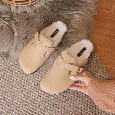 A2652025 флисовые теплые с круглым носком флисовые полутапочки на одной педали