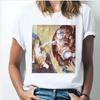 Oil Painting Cat Women's Fashion Personality Spoof Classic Oil Painting T-shirt Women Clothing Tops Harajuku Aesthetic Oversized