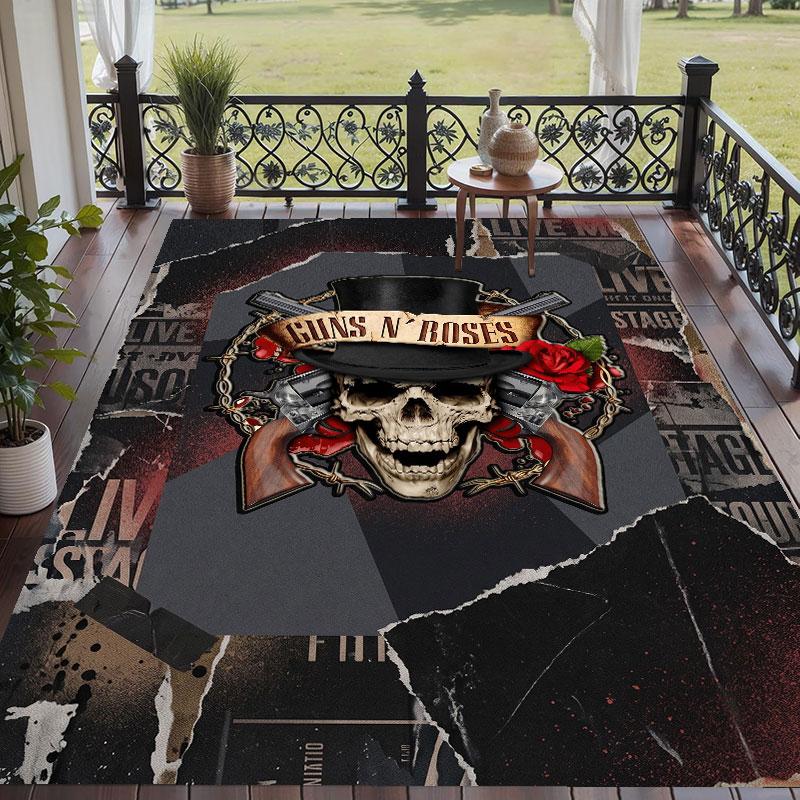 Soft Floor Carpet Guns N’ Roses Pattern Area Rug Decorative Mat For Home Room Decoration