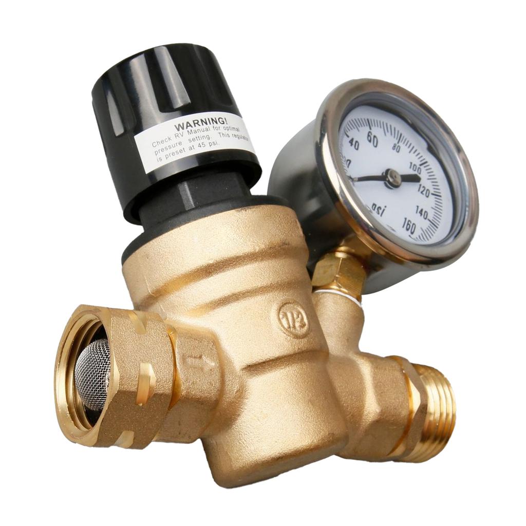 Регулятор давления воды 34 дюйма NH резьба латунный редукционный клапан с манометром для автофургона