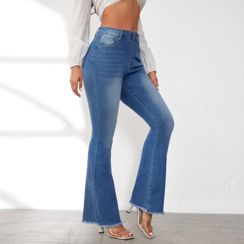 Брюки с высокой талией, микроджинсы с рваными отверстиями, женские темпераментные узкие брюки-подкова