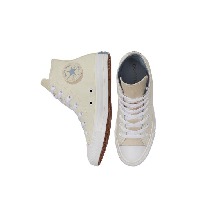 Converse Chuck Taylor All Star Классическая Ретро Мода Универсальные Высокие Кеды из Канваса Женские Кроссовки Бежевые 571867C