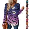 Women's Casual V-Neck Pullover Halloween Print Button Top