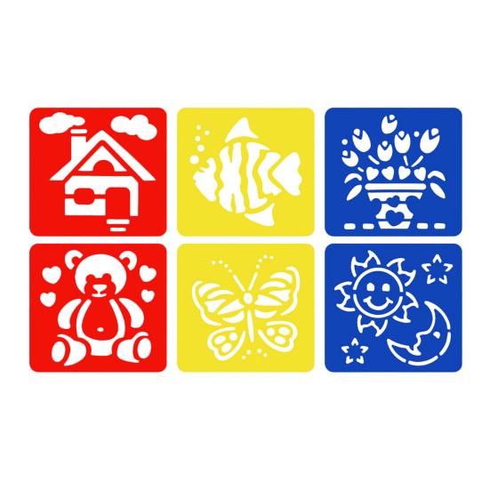 Huaqianguhh 6 шт. Трафареты для рисования, 5,5x5,9 дюйма, моющиеся, многоразовые, DIY-трафареты для искусства для дерева, бумаги, ткани, домашнего декора, поделок