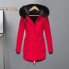 Зимнее пальто с меховым капюшоном и карманами, плюшевая подкладка, большой размер, застежка-молния, затягивающийся шнурок, парка, ветрозащитная, сохраняющая тепло, повседневная верхняя одежда для холодной погоды