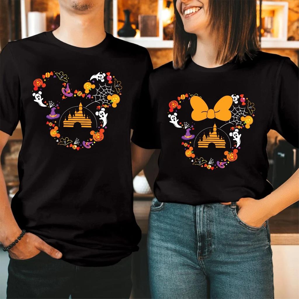 Halloween Mickey Minnie T-Shirt, Pumpkin Disney Horror Scary Family Tour Tee Top