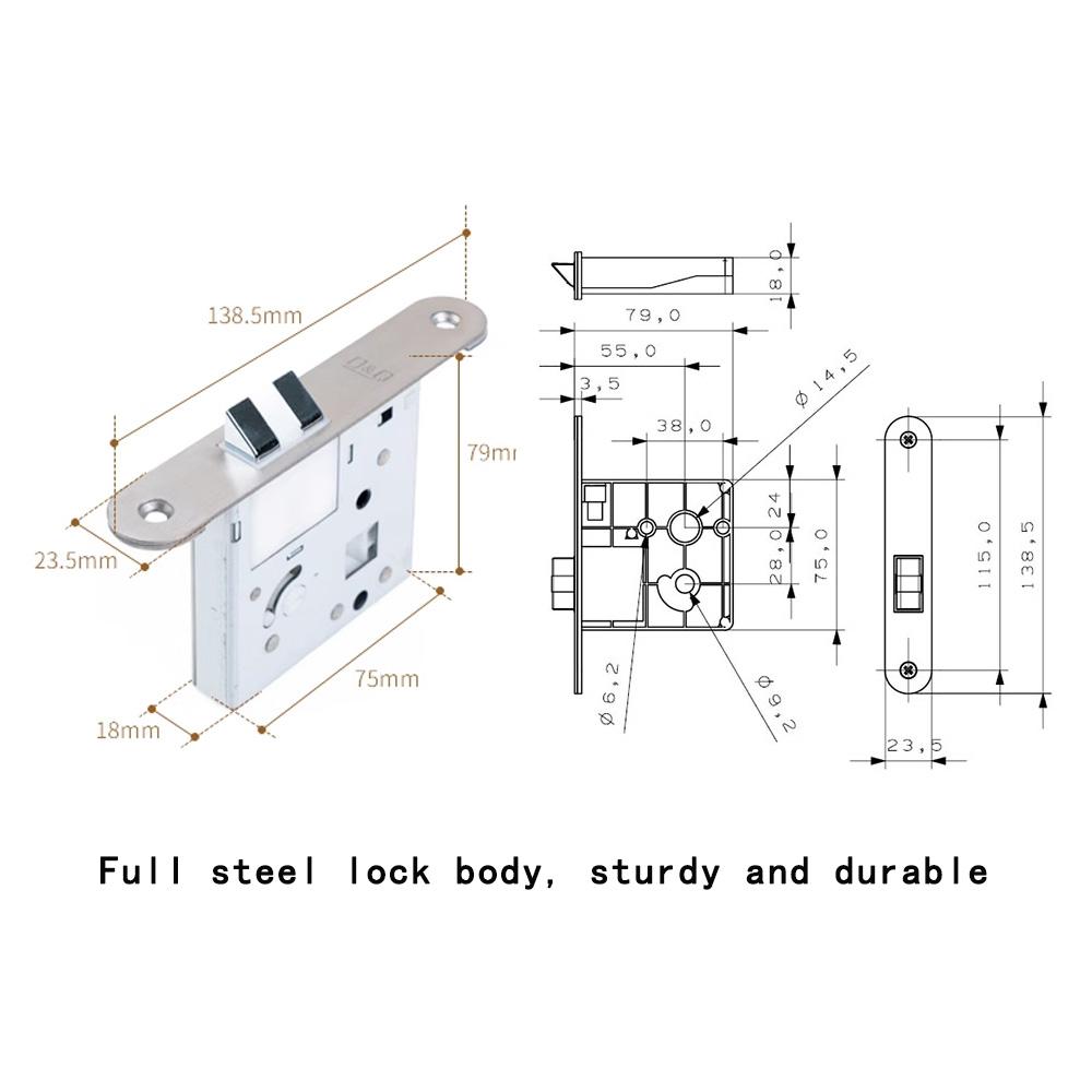 China Factory Custom Security Inside Doors Handle Aluminum Anti-Rust Interior Classic Mortise Lock Set