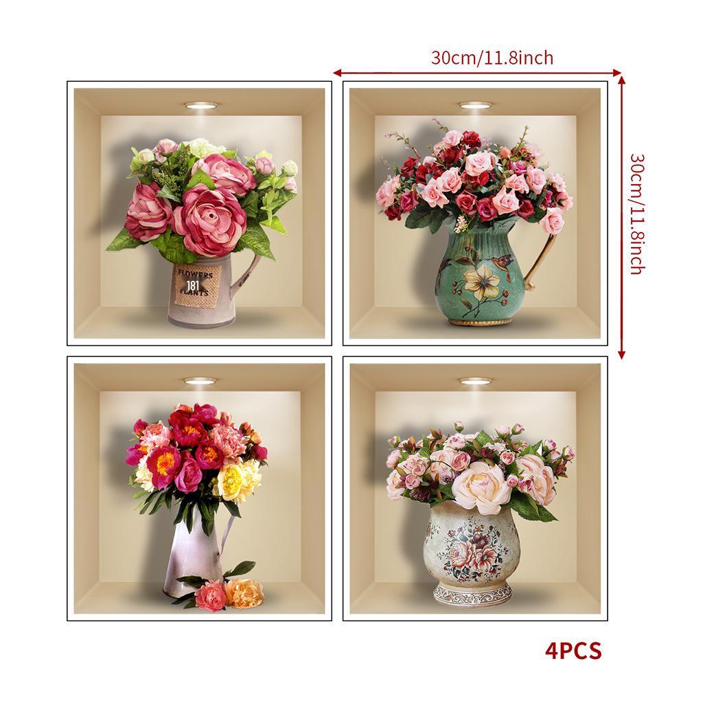 3D Наклейка на стену в горшке с растением - Фон для дивана в гостиной, Самоклеящиеся ПВХ обои