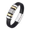 Men Stainless Steel Luxury Bracelet Men's Black Leather Bracelet Hand-Woven Accessories Combination Valentine's Day Gift