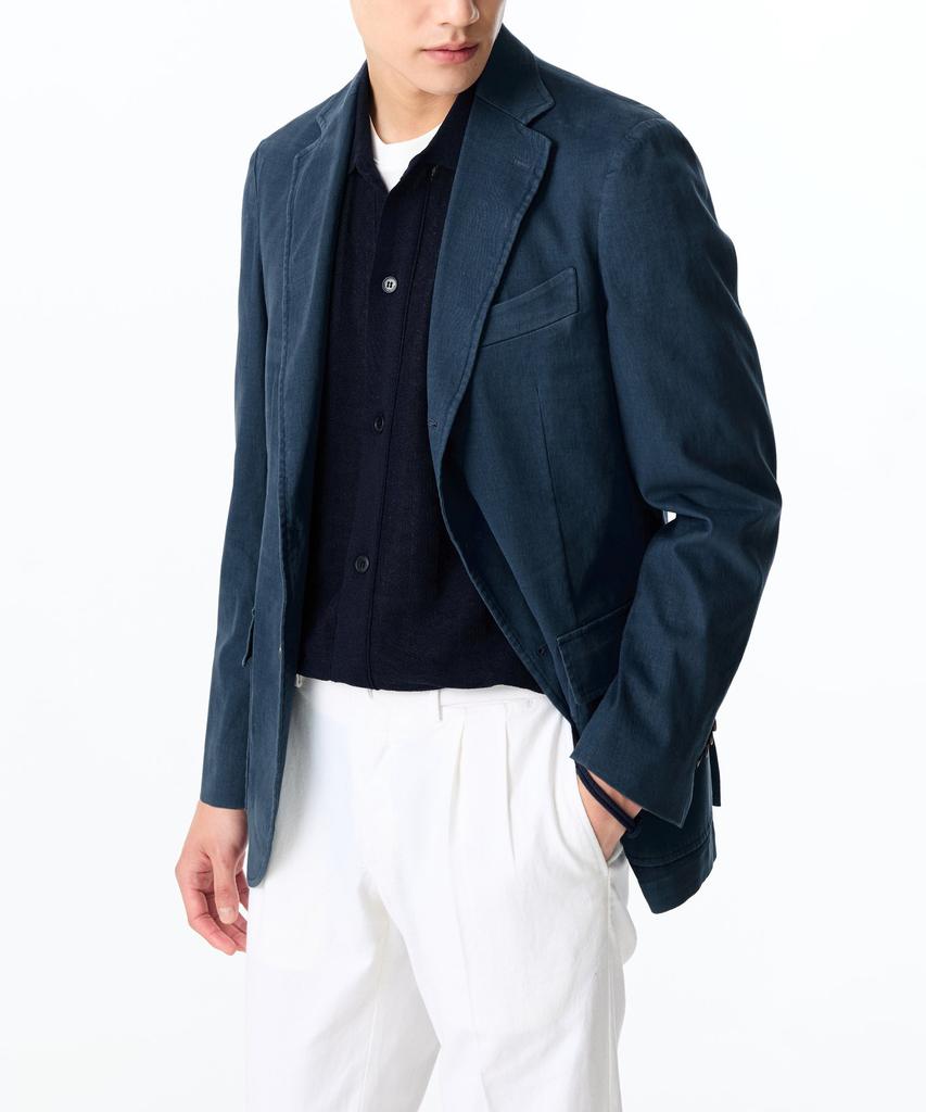 Man On The Boon Stretch Cotton Garment Washed Jacket_Navy 4714102002