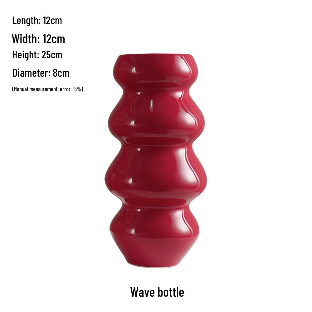 Китайская красная керамическая ваза середины века - Новогоднее специальное украшение для гостиной или свадебные композиции из шелковых цветов