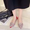 Летние дышащие сандалии с острым носком и стразами, новые модные удобные повседневные туфли на плоской подошве с мягкой подошвой