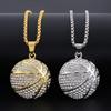 Men's Gold Diamond Basketball Pendant Necklace - Trendy Hip Hop Jewelry Accessory