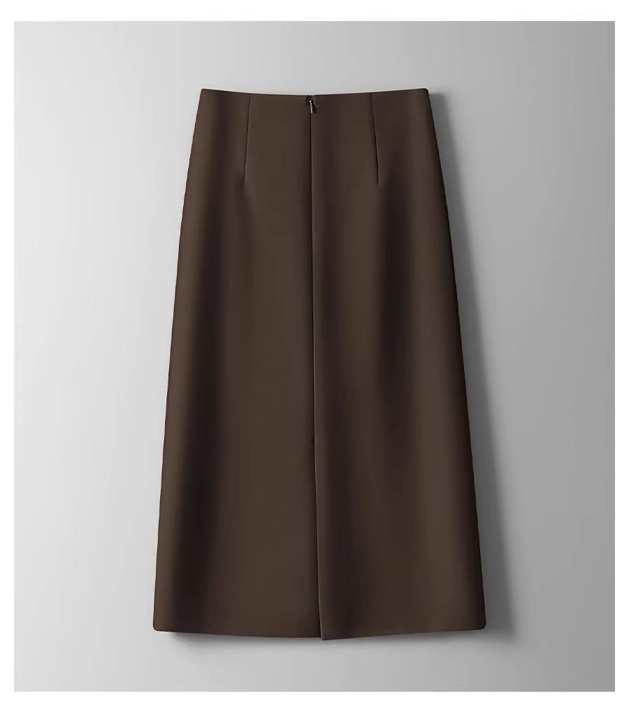 Женская юбка миди с завышенной талией, облегающая, с разрезом - Весна/Осень