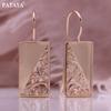 Rose Gold Color Rectangle Italian Classical Craftsmanship Hollow Fish Hook Earrings