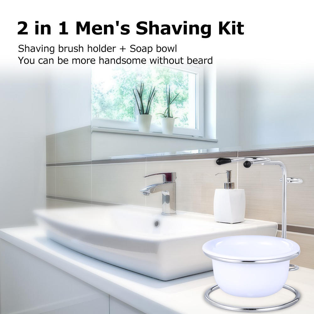 Shaving Practical Holder Male Set Shave Brush Iron Stand And Soap Bowl Kit