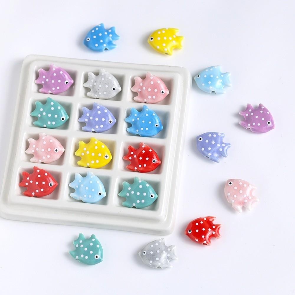 Colorful Fish Ceramic Beads Kawaii Loose Beads Fun Tropical Spacer Beads Bracelet