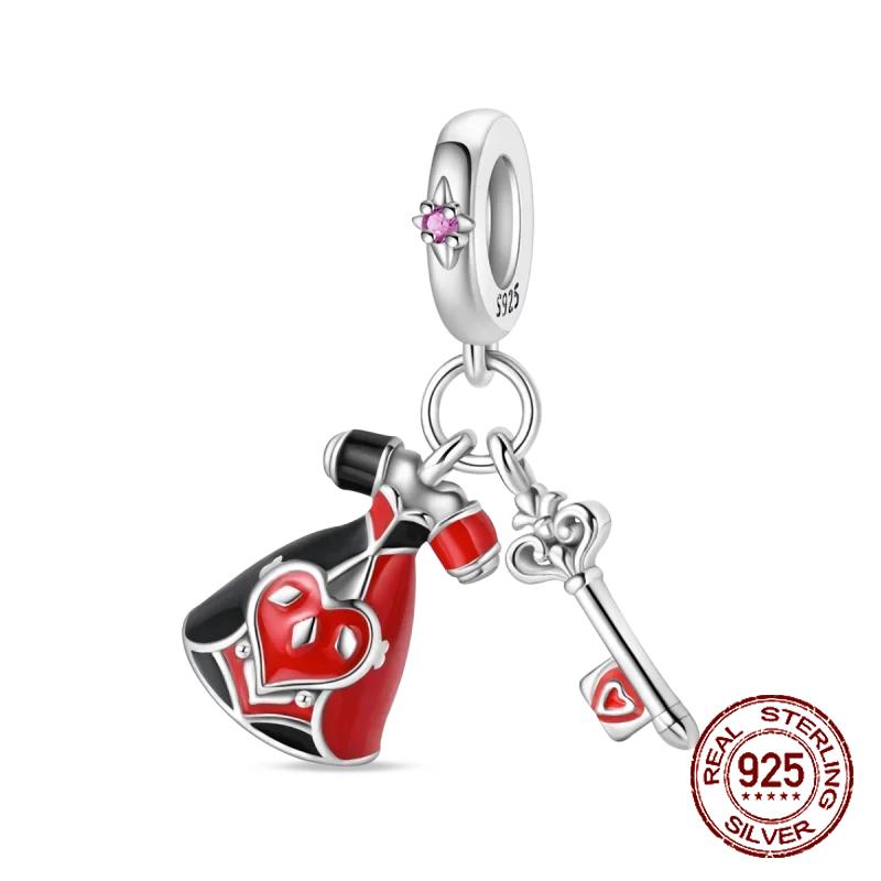 Шармы Бусины Серии Красного Цвета Медь Кровь Сердце Любовь Машина Клубника Фрукты Подвеска Подходят Оригинальному Браслету-Бэнглу DIY Ювелирные Изделия