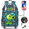 New USB Travel Backpack with Plant Print for Teens Students Unisex Casual School Bag