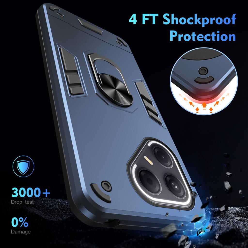 For TECNO Pova 7 5G Case PC+TPU Drop Defend Phone Cover with Ring Kickstand
