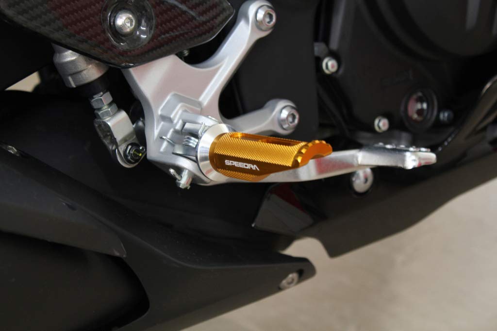 SSK фрезерованный алюминиевый ступенчатый гоночный тип для райдеров Цвет монтажной части: Цвет серебристой подножки: Синий YAMAHA YZF-R25/YZF-R3/MT-25/MT-03