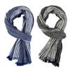 Striped Men's Scarves Cotton Linen Yarn-dyed Neckerchief Wrap Long Shawl Autumn Winter Warm