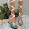 Summer Cross-lacing Comfortable Shoes Casual Wedge Heel High-heeled Sandals
