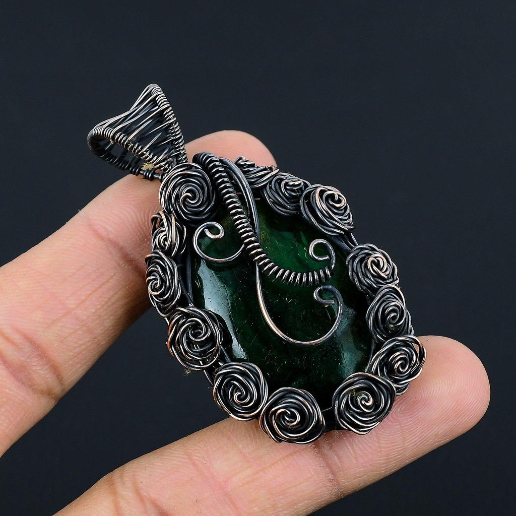 Подвеска из лабрадорита с зелёной вспышкой, ювелирное изделие из драгоценного камня, подвеска с обмоткой из медной проволоки 999 пробы, украшение ручной работы, подвеска с камнем-талисманом, подарок для него