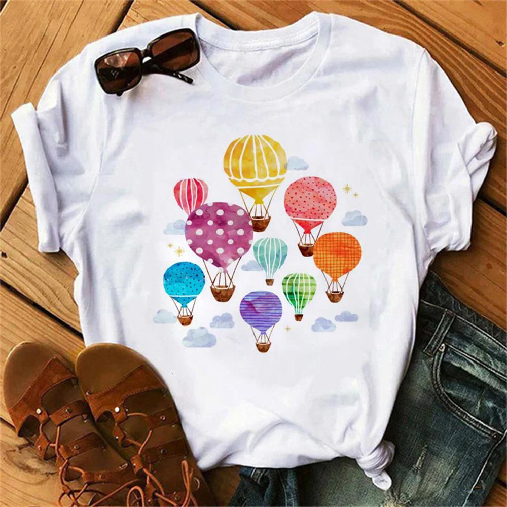 Balloon t shirt Women summer crew neck comfortable top girl anime streetwear designer clothing