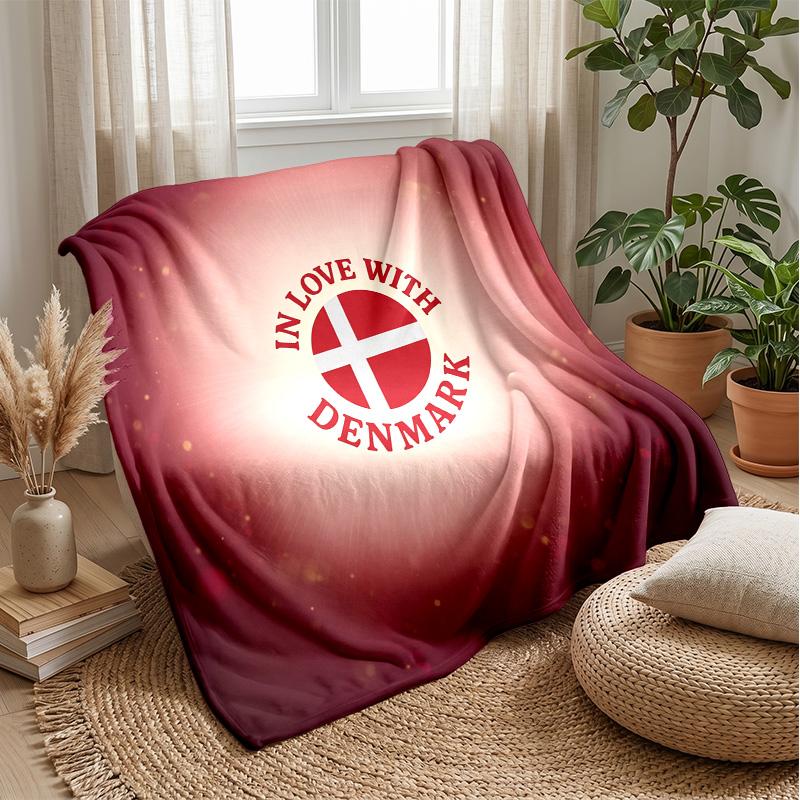 Denmark Football Printed Flannel Blanket Skin Friendly Warm Decorative Throw for Indoor Couch Bed Daily Use