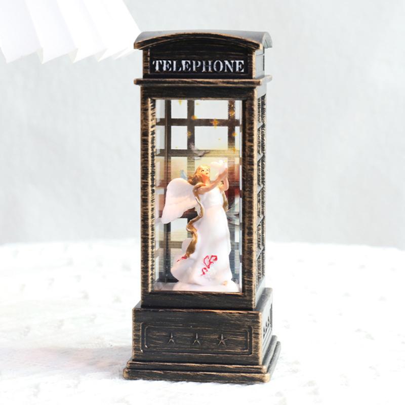 Рождественские винтажные ночные огни Снеговик Санта-Клаус загораются блестящими украшениями для телефонной будки Рождественские подарки