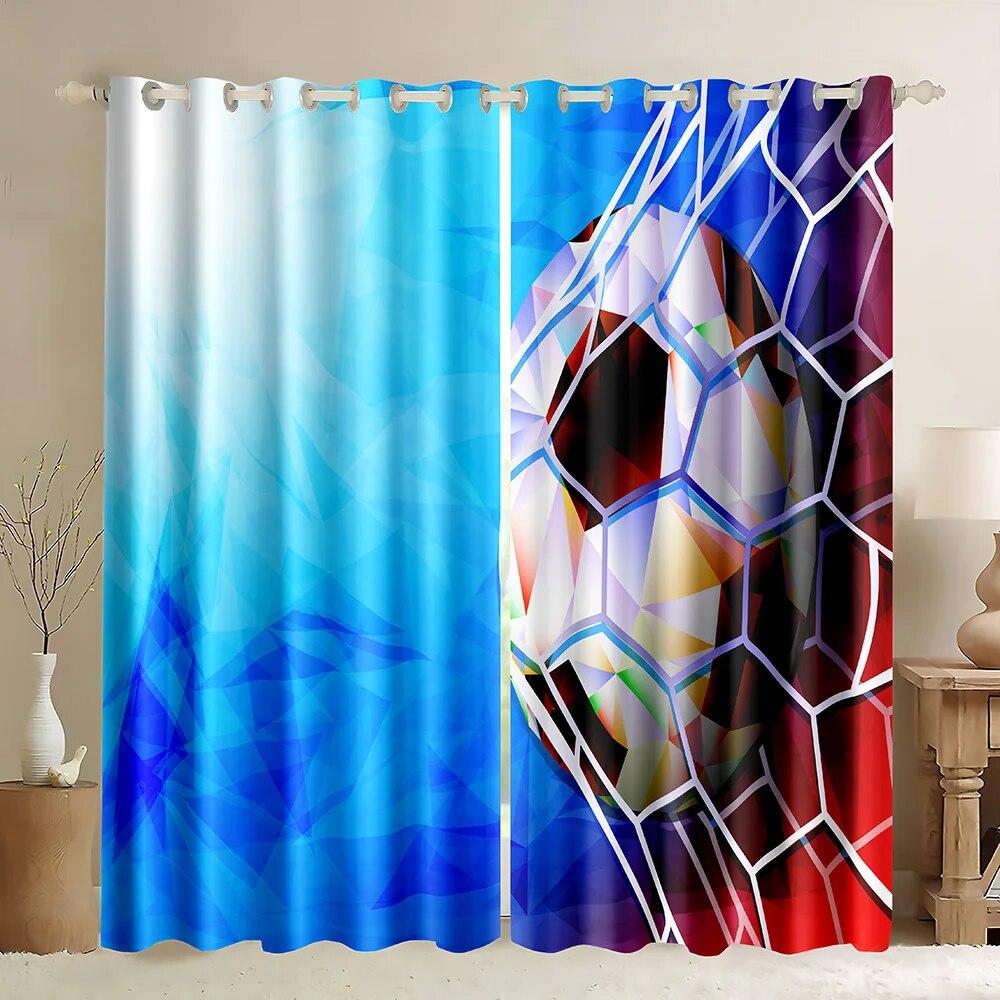 Футбольная серия, оконные шторы с узором, спортивная тема, тонкие шторы, портьеры для гостиной, спальни, детской комнаты для мальчиков, домашний декор 2023