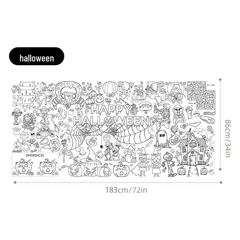 Children's Halloween Party Coloring Paper Tablecloth Decoration