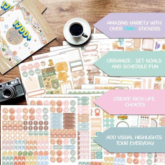 1 Set Annual Planner Stickers Set Seasonal Program Stickers Aesthetic Inspirational Holiday Wellness Stickers Calendar Journaling Accessories