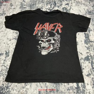 Футболка с черепом Slayer Черная Размер Medium для группы винтажная стиранная с принтом Топ для повседневной носки Удобная модная Повседневная дышащая