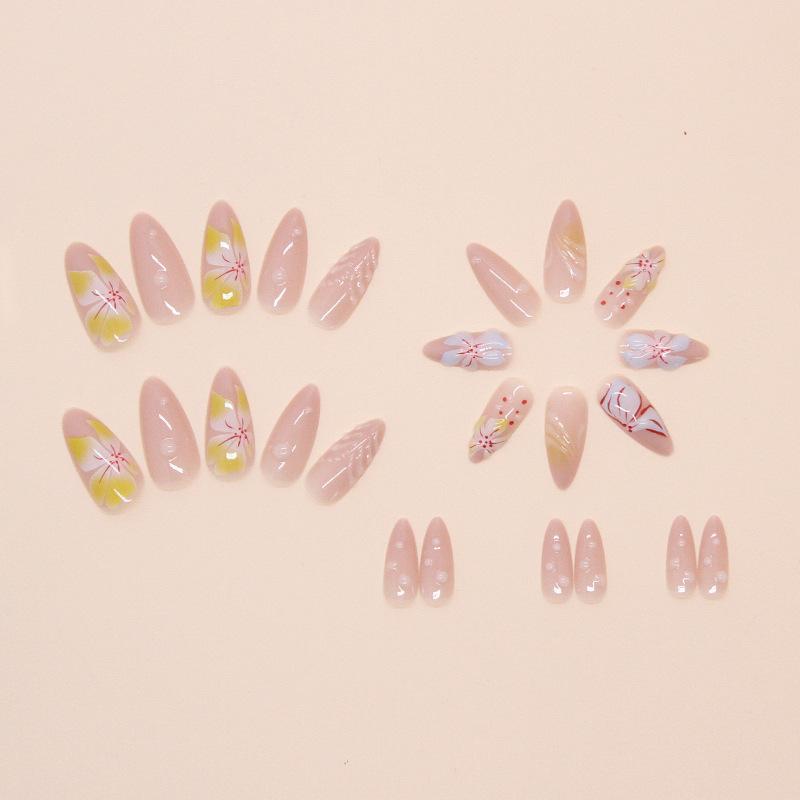 Fake Nail Flower Wearing Nail Fake Nail Three-dimensional Removable Nail Patch Simple Nail Patch 24 pieces