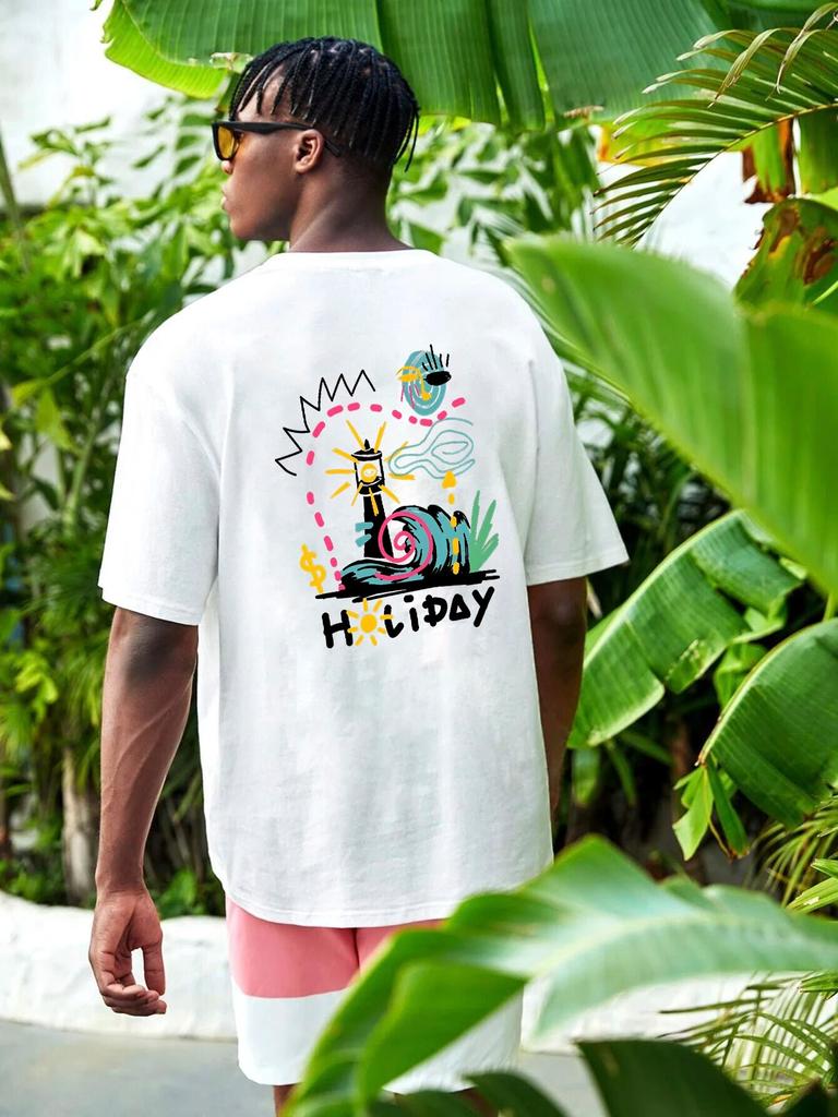 Happy Holiday Train Unisexga Графический уличная футболка Женские летние хлопковые топы High Street с коротким рукавом Повседневные футболки унисекс