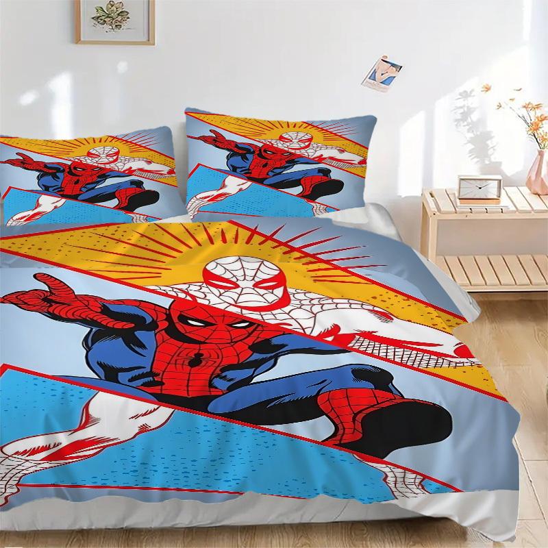 3pcs Spider-Man Web 1 Cover+2 Pillowcases, Pillow Inserts Not Included, Machine Washable, All-Season Use, Teen and Adult Rooms119
