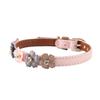 Flower with Diamond Pet Cat Dog Collar Adjustable PU Leather Dog Bow Tie (Pink 1.3 * 34cm )