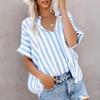 2025 Spring and Summer Casual Commuter Printed Striped Shirt Women's Comfortable and Versatile