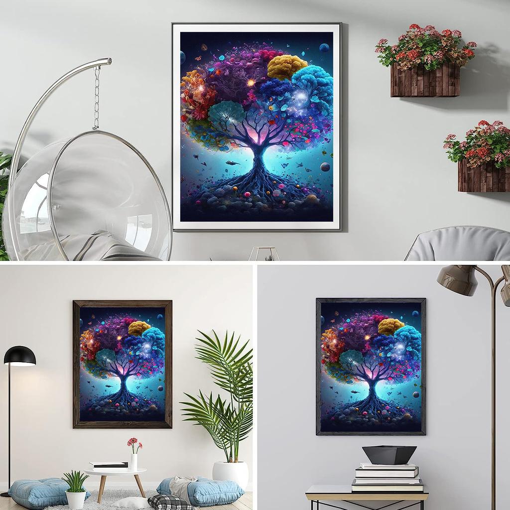 DIY Алмазная картина Цветное дерево Набор для вышивки крестом Мозаика Искусство Алмазная картина Полный круг/Квадратный алмаз Украшение дома