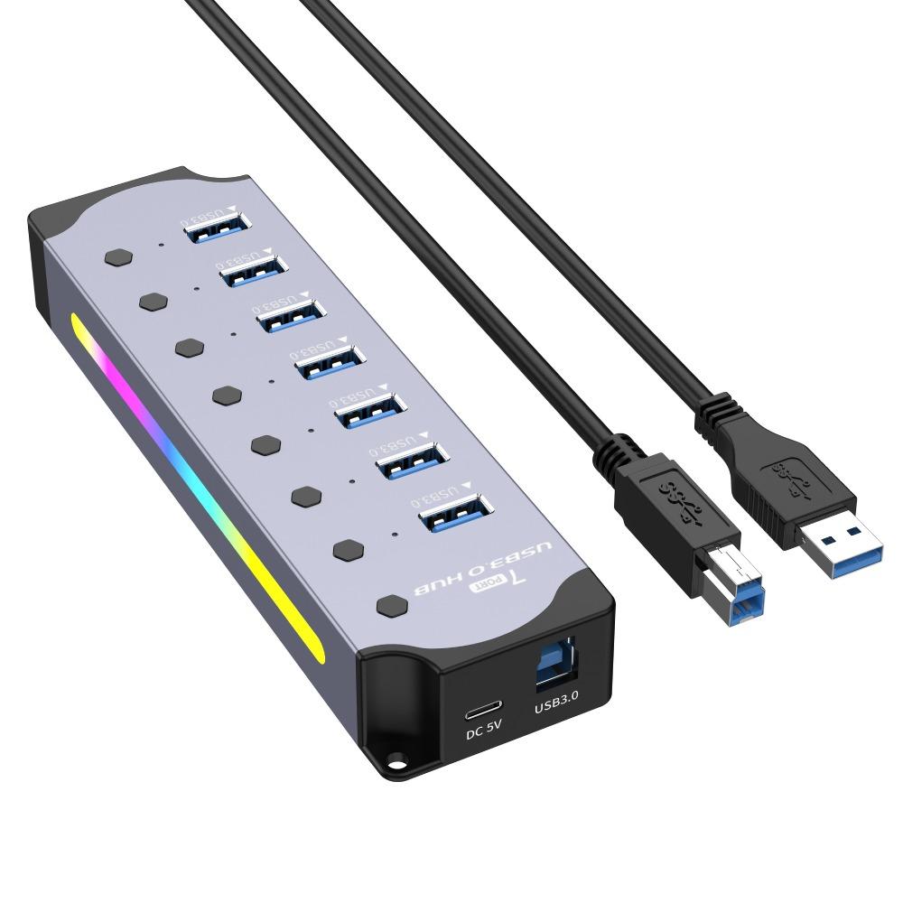 Крутой USB 3.0 концентратор 7 портов алюминиевый сплав разветвитель ПК расширитель высокоскоростная передача данных