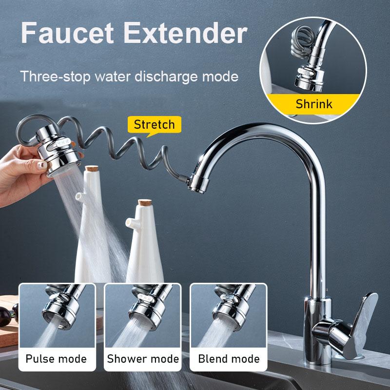 Universal Faucet Extender Aerator 3 Modes Splash-Proof Sprayer Pull Out Faucet Nozzle Sink Cleaning Extension Flusher
