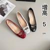Увеличение роста 5 см Французский бант Мягкая подошва Вечерние туфли Женские 2025 Осень Новые Сексуальные Открытый носок Прошитые Легкий вырез Однотонные туфли